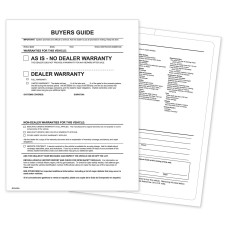 Outdoor Application Car Dealer Buyers Guide Laser Window Stickers - As Is No Lines (Package of 100)