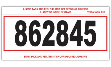 "Clear Back" Stock Mini Number Signs With Numbering - 3" x 6" - White with Red Border (Package of 250)
