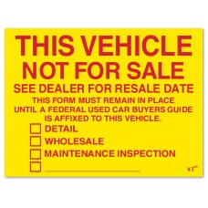 This Vehicle Is Not For Sale Check Box Stickers (Package of 100)