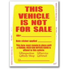 "Clear Back" This Vehicle Is Not For Sale Stickers (Package of 250)