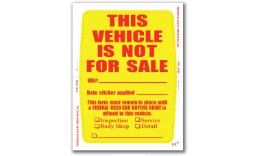 "Clear Back" This Vehicle Is Not For Sale Stickers (Package of 250)