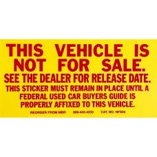 This Vehicle Is Not For Sale Stickers (Package of 100)
