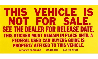 This Vehicle Is Not For Sale Stickers (Package of 100)