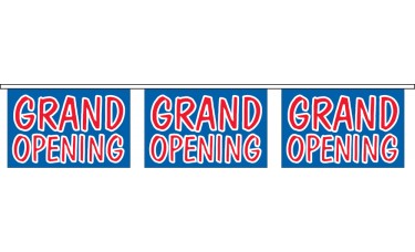 Grand Opening Blue Banner Strings - 18" x 12" (4 Mil Polyethylene)