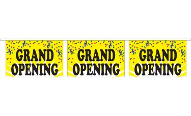 Grand Opening Yellow Banner Strings - 18" x 12" (4 Mil Polyethylene)