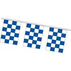 Rectangle Checkered Flag Blue/White Pennant Strings - 9" x 12" (8 Mil Polyethylene)
