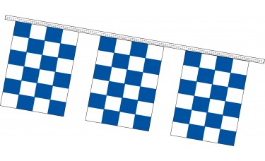 Rectangle Checkered Flag Blue/White Pennant Strings - 9" x 12" (8 Mil Polyethylene)