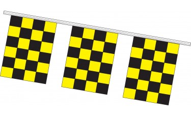 Rectangle Checkered Flag Black/Yellow Pennant Strings - 9" x 12" (4 Mil Polyethylene)
