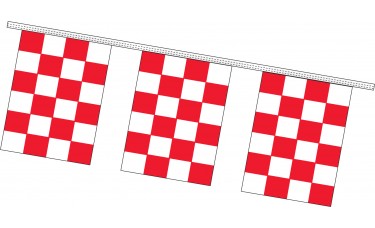Rectangle Checkered Flag Red/White Pennant Strings - 9" x 12" (4 Mil Polyethylene)
