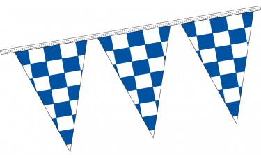 Triangle Checkered Blue/White Pennant Strings - 12" x 18" (8 Mil Polyethylene)