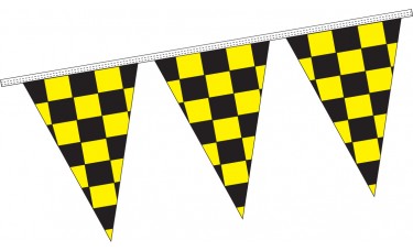 Triangle Checkered Black/Yellow Pennant Strings - 12" x 18" (4 Mil Polyethylene)