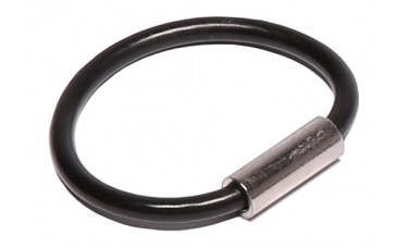 Nylon Coated Permanent Close Cable Key Ring - 1" Diameter (Black)