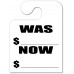 Was Now "Hook Style" Mirror Hang Tags - White