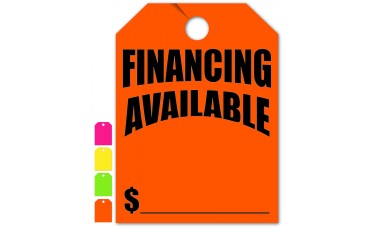 Financing Available Mirror Hang Tags - 9" x 12" (Package of 50)