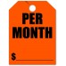 Per Month Mirror Hang Tags - Fluorescent Red