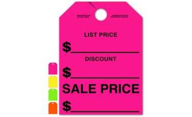 List Price, Discount, Sale Price Mirror Hang Tags - 9" x 12" (Package of 50)