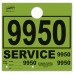 Colored 4-Part Service Dispatch Numbered Hang Tags - Lime Green