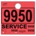 Colored 4-Part Service Dispatch Numbered Hang Tags - Red