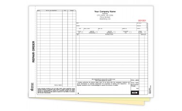 Automotive Repair Order Forms - 3-Part Carbonless - Custom Printed (Package of 250)