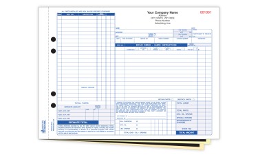 Repair Order Forms - 3-Part w/Carbon - Custom (Package of 250)