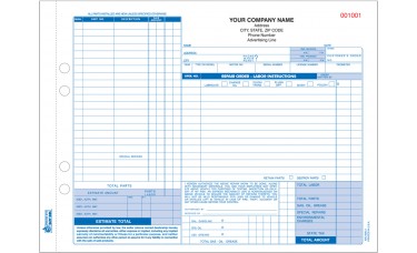 Repair Order Forms - 3-Part w/Carbon - Custom (Package of 250)