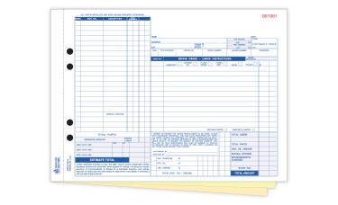 Automotive Repair Order Forms - 3-Part Carbonless - Stock (Package of 250)