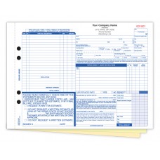 Automotive Repair Order Forms - 3-Part Carbonless - Custom Printed (Package of 250)