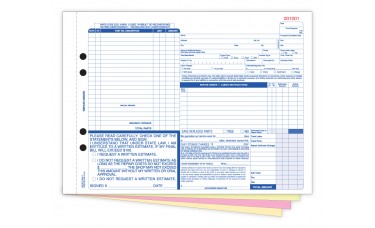Automotive Repair Order Forms - 4-Part Carbonless - Stock (Package of 250)