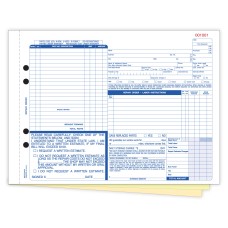 Automotive Repair Order Forms - 3-Part Carbonless - Stock (Package of 250)