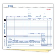 Automotive Repair Order Forms - 3-Part Carbonless - Stock (Package of 250)