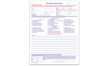 Pre-Service Check In Forms - Stock (Package of 100)
