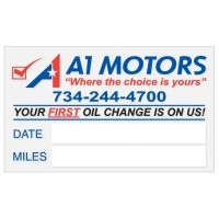Custom Write-On Oil Change Stickers - Static Cling (Individually Cut Labels)