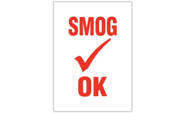 Smog OK Static Cling Car Inspection Stickers - Red & White (Package of 100)