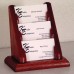 3 Pocket Oak Business Card Display Holder - Mahogany