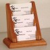 3 Pocket Oak Business Card Display Holder - Medium Oak