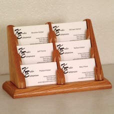6 Pocket Oak Business Card Display Holder