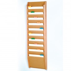 10 Pocket Letter-Size Oak Medical Chart & File Holder Wall Rack
