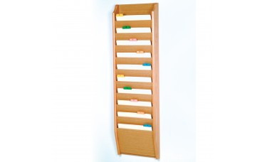 10 Pocket Letter-Size Oak Medical Chart & File Holder Wall Rack - Light Oak