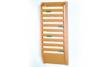 10 Pocket Legal-Size Oak Medical Chart & File Holder Wall Rack - Light Oak