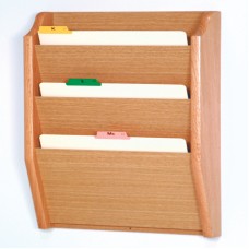 3 Pocket Legal-Size Oak Medical Chart & File Holder Wall Rack