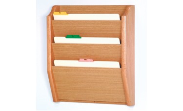 3 Pocket Legal-Size Oak Medical Chart & File Holder Wall Rack - Light Oak