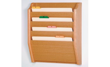 4 Pocket Legal-Size Oak Medical Chart & File Holder Wall Rack - Light Oak