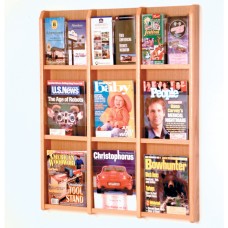 9 Magazine / 18 Brochure Divulge Oak & Acrylic Wall Rack With Removable Inserts