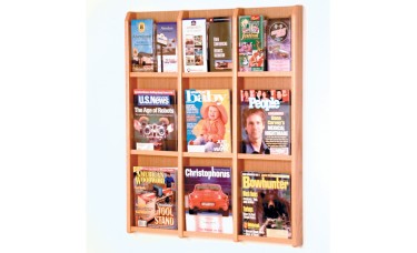 9 Magazine / 18 Brochure Divulge Oak & Acrylic Wall Rack With Removable Inserts - Light Oak
