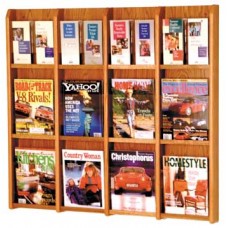 12 Magazine / 24 Brochure Divulge Oak & Acrylic Wall Rack With Removable Inserts