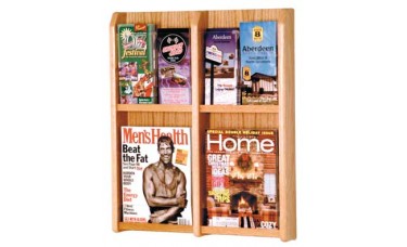4 Magazine / 8 Brochure Divulge Oak & Acrylic Wall Rack With Removable Inserts - Light Oak
