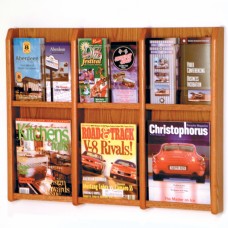 6 Magazine / 12 Brochure Divulge Oak & Acrylic Wall Rack With Removable Inserts