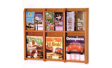 6 Magazine / 12 Brochure Divulge Oak & Acrylic Wall Rack With Removable Inserts - Medium Oak