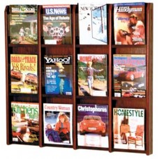 12 Pocket Divulge Oak & Acrylic Magazine Wall Rack