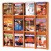 12 Pocket Divulge Oak & Acrylic Magazine Wall Rack - Medium Oak